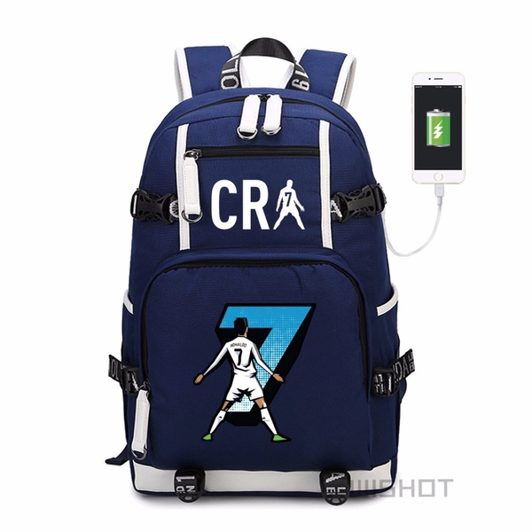 Cristiano Ronaldo CR7 Backpack Shoulder School Bag for Teenagers USB Charge Laptop Travel Bags