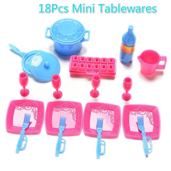 Tableware Mini 18 PCS Mini Simulation Tableware Dolls Kitchen Pots and Pans Dishes ...