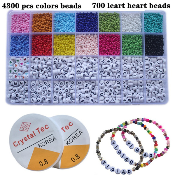 5000pcs Bracelets DIY Beads for Jewelry Making Set Kandi Beads for  Bracelets Bead Craft Kit Set Glass Seed Letter Alphabet DIY Bohemia  Jewelry（not include bracelet）