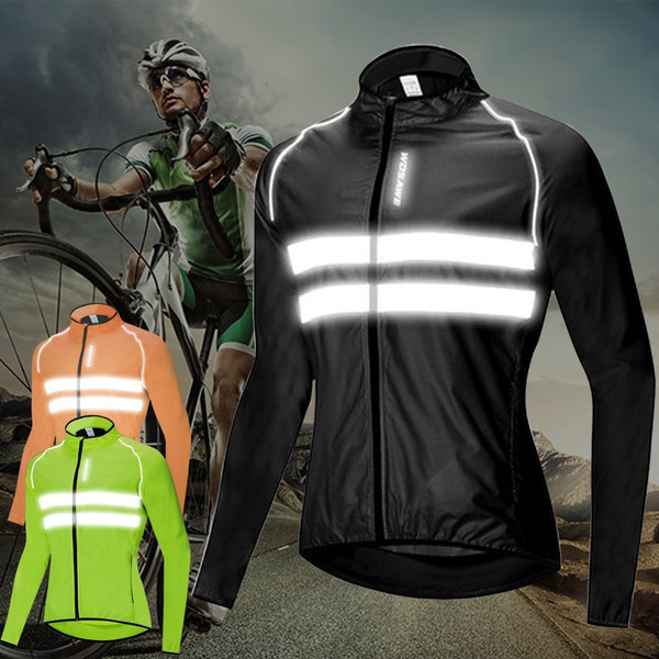 Fashion Bicycle Breathable Jacket Long Sleeve Wind Coat Reflective Outwear 