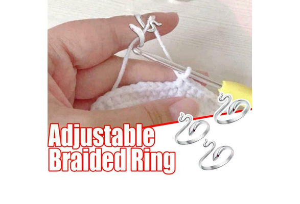 ADOCARN 6pcs Crochet Ring Knitting Crochet Loop Ring Thimble Yarn Rings  Braided Knitting Rings Crochet Blocking Board Knitting Thimble Snake Ring