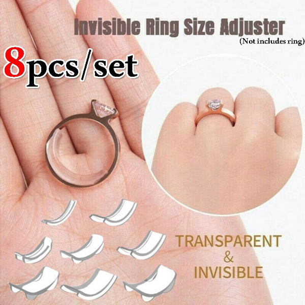 152 Pieces/ 8 Sheets Invisible Ring Size Adjuster Loose Ring Sizer Jewelry Ring Guard Ring Smaller Spacer Loose Ring Tightener Ring Fixed Piece for Preventing Ring from Loosening and Slipping Off 