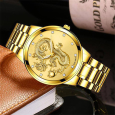 Chronograph, Fashion, Casual Watches, gold