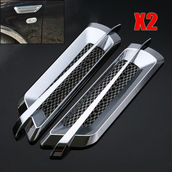 2Pcs Plastic Chrome Car SUV Air Flow Fender Side Vent Decoration