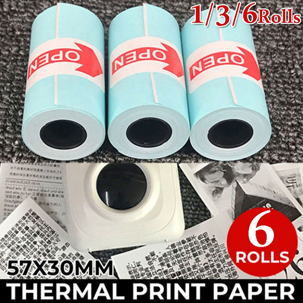 1/3 Roll Printable Sticker Paper Roll 57x30mm Self-adhesive Thermal Paper  for PeriPage A6 Pocket Thermal Printer