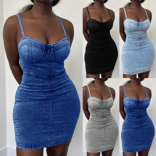 plus size denim sleeveless dresses