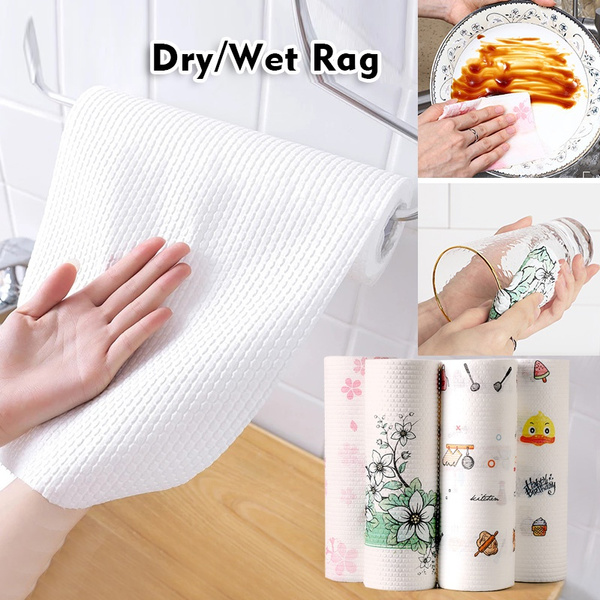 50pcs/roll Disposable Dish Cloths Multi-purpose Non-woven Cleaning