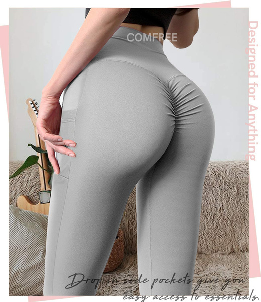 Women Scrunch Butt Yoga Pants Ruched Butt Lifter Booty Enhancer High Waist  Seamless Push Up Leggings with Pockets Ropa Deportiva Para Mujer | Wish