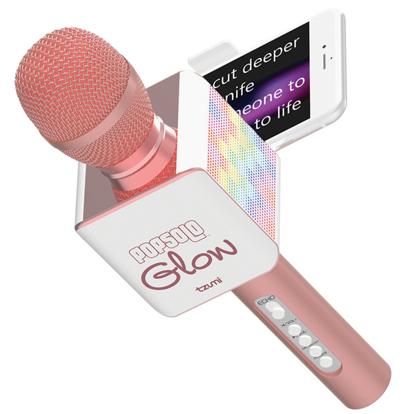 Tzumi 5043AMZ PopSolo Glow Wireless LED Bluetooth Karaoke Microphone Rose Gold