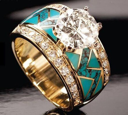 Turquoise, Fashion, wedding ring, gold