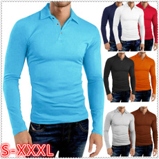 Plus Size, Polo Shirts, long sleeved shirt, Simple