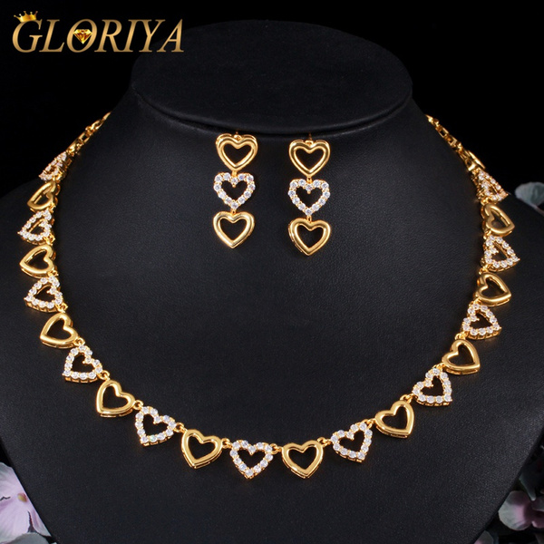 Buy One Gram Gold Light Weight Dubai Gold Necklace Design with Earrings  Online