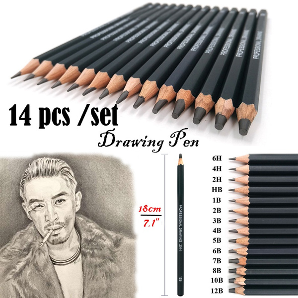 14Pcs Professional Sketch Pencil Set HB 2H 4H B 2B 3B 4B 5B 6B 7B