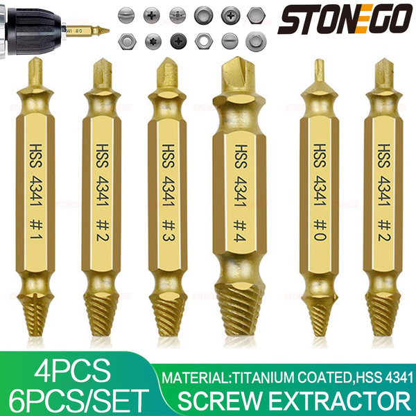 Screw Extractor Set Drill Bits Easy Out Guide Broken Damaged Screws Bolt Remover 
