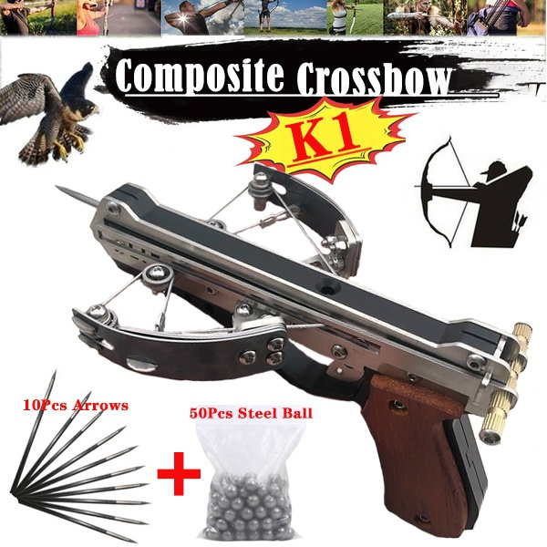 High Quality Recurve Mini Crossbow LIE Stainless Steel and Aluminum Outdoor  Shooting Toy Including Installation Tools Fire 4MM Arrow and 4MM Steel Ball