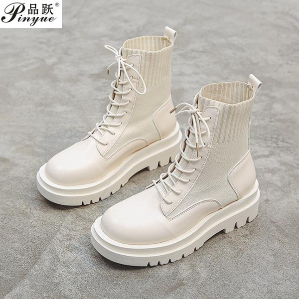 Spring Boots Women Shoes Woman Boots Fashion Flat Round PU Ankle Boots ...