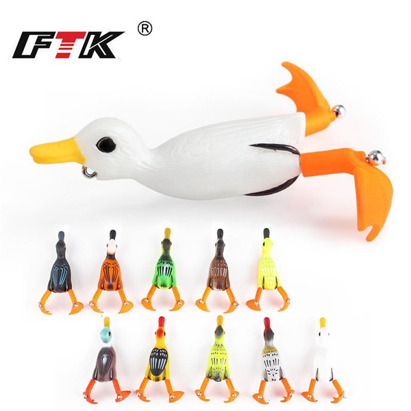 FTK 1 PCS Duck Fishing Lure Fishing Frog Lure 9cm 11.3g Artificial Bait  Duckling 3D Eyes Day Baits Bass