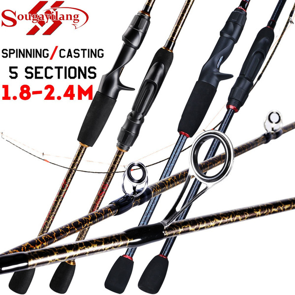 SOUGAYILANG Travel Fishing Rod 5 Sections Portable Spinning Casting Rod  Freshwater Saltwater Fishing Pole