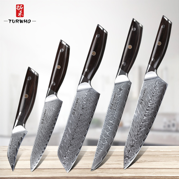 Knife Sets, 5PCS Kitchen Knife Set Damascus Stainless Steel Knife Japanese  Chef Paring Santoku Slicing Utility Cooking Knives
