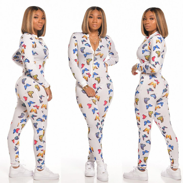 Adult Onesies Popular Jumpsuit Printed Butterfly Long Legging