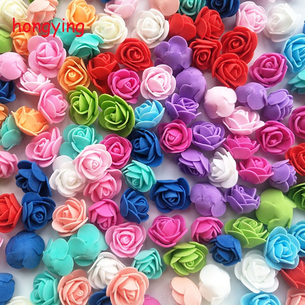 100pcs Mini Foam Rose Artificial Flower Head Wedding Bouquet DIY Party Decor 3cm 