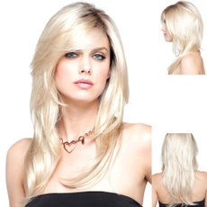 wig, womenlonghair, Fiber, blondestraightwig