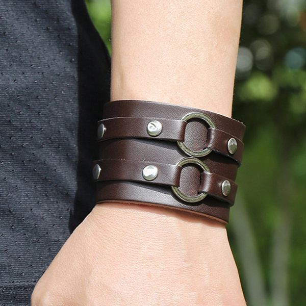 Handmade Brown Leather Belt With Rivets Key And Lock Lover'S Bracelets(Price  For A Pair), Fake Cartier Love Bracelets