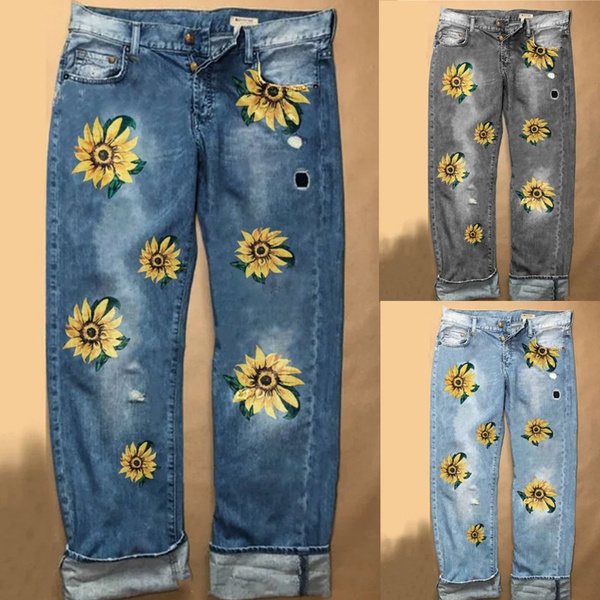 S-XXXL Lady Casual Denim Pants Womens 