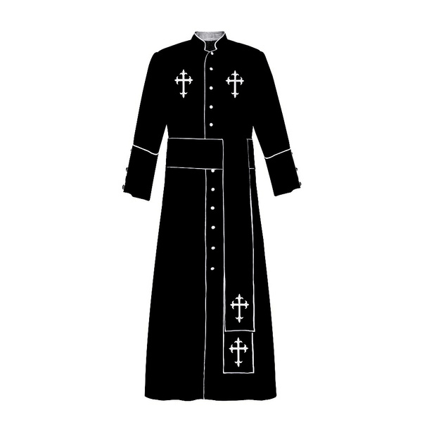 Men Ministers Robes Clergy Church Costume Long Sleeve Solid Slim Clergy ...