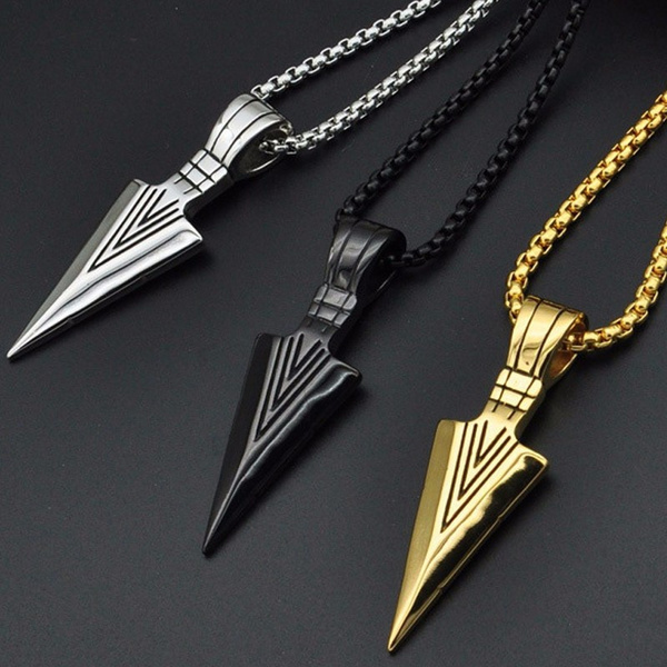 mens gold arrowhead necklace