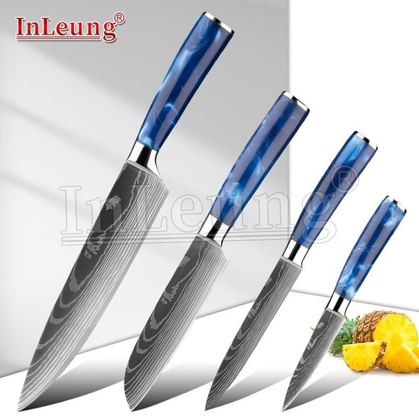 Stainless Steel Laser Damascus Pattern Sharp Chef Knife Santoku Cleaver sushi knife (D61)(AK5)(1U61) main image 0