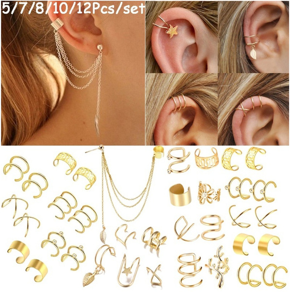 Leaf Ear Cuff,ear Cuff No Piercing,fake Piercing,10k/14k Solid Gold Ear Cuff ,fake Helix Piercing,ear Cuff Earringscartilage Cuffhelix Cuff - Etsy