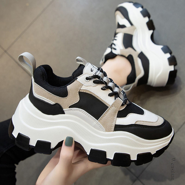 Fashion Women Chunky Sneakers Wedge Shoes Thick Sole Vulcanize Shoes Female White Platform Casual Shoe Woman Zapatillas Mujer