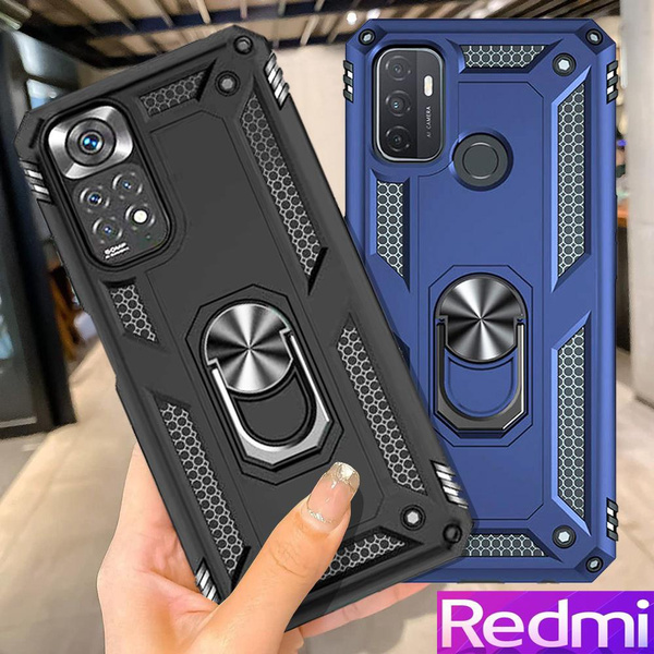 Magnetic Hard Case For Xiaomi Mi Note 10 - Rugged Armor Ring Cover With Kickstand, Shockproof, Matte Black