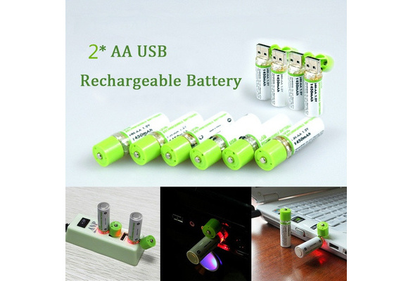 GreenEarth USB Rechargeable AA Batteries | 1450 mAh | Quick Charge USB  Charger | 500 Cycles Reusable | NiMH Double A 1.2v (2 Pack)