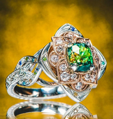 Sterling, DIAMOND, emeraldring, 925 silver rings
