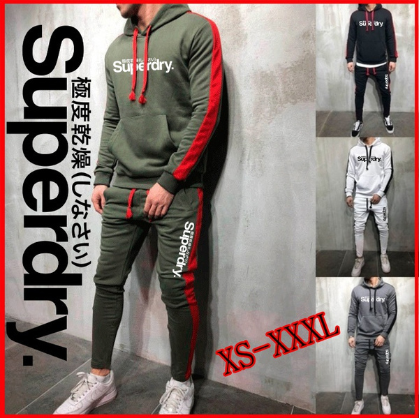 Real Superdry New Fashion Hoodie Sweatpants Set Sportwear Jogging