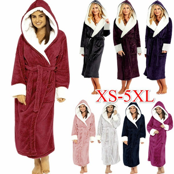 Winter Coral Fleece Nightgown Bathrobe for Women Autumn and Winter