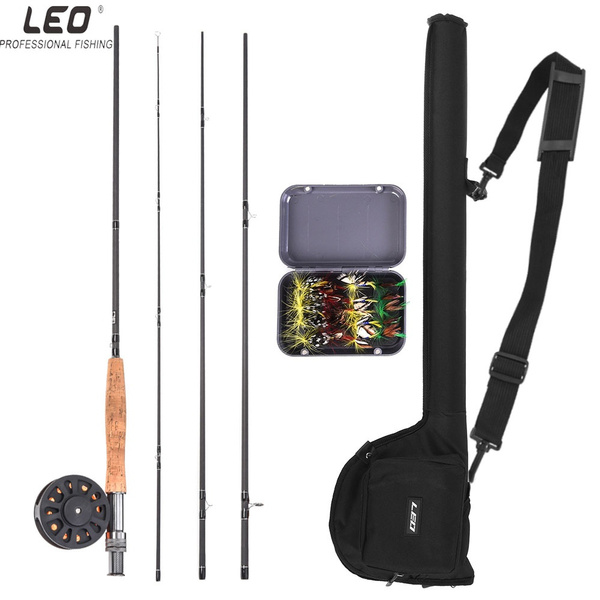 LEO Fly Fishing Rod And Reel Combo with Carry Bag 20 Flies Complete Starter  Package Fly Fishing Kit Fishing Bag Portable Folding Fishing Rod Reel Bag  Fishing Pole Gear Tackle Tool Carry