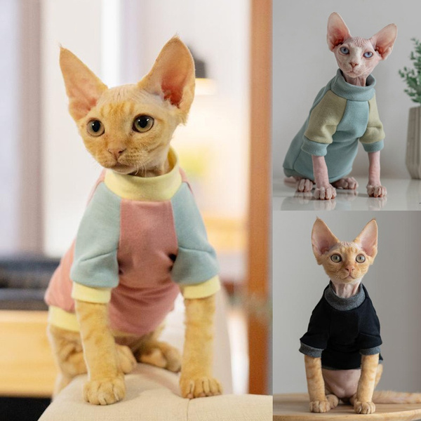 Cute Sphynx Cat Clothes Pet Clothing for Cat Fashion Pet Jacket Colorblock  Vest Costume Cat Clothing