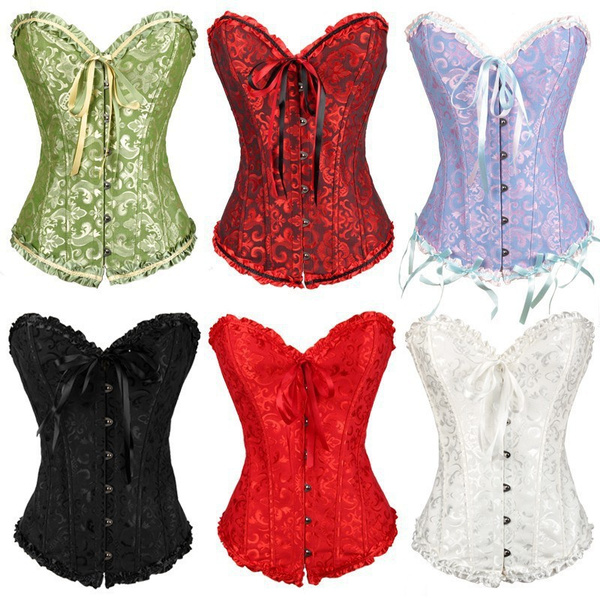 Overbust Corsets Tops Sexy Lace Plus Size Brocade Floral Women