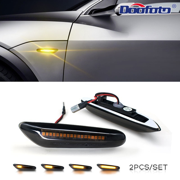 2Pcs Car Lamps Led Smoke Lens Dynamic Side Led Turn Signal Warning