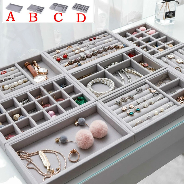 Domestic Ring Earrings Jewellery Display Storage Tray Show Case Organiser Holder 