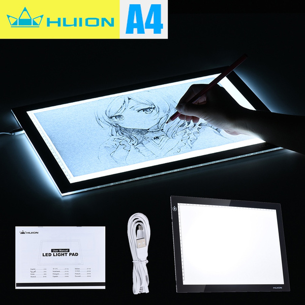 Huion L4S 15 A4 Size Ultra-thin Portable LED Light Pad Box Panel Table Copyboard Adjustable Illumination USB Powered for Cartoon Tattoo Tracing Pencil Drawing