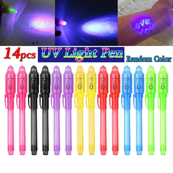14pcs Random Color UV Light Pen Invisible Ink Pen Magic Pencil