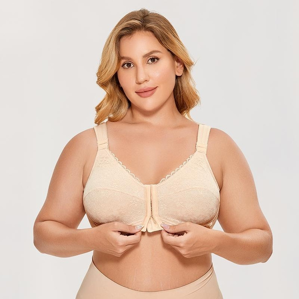 Women's Plus Size Lace Bra Large Bust Underwired Full Coverage Bras BCD DD  GHIJ