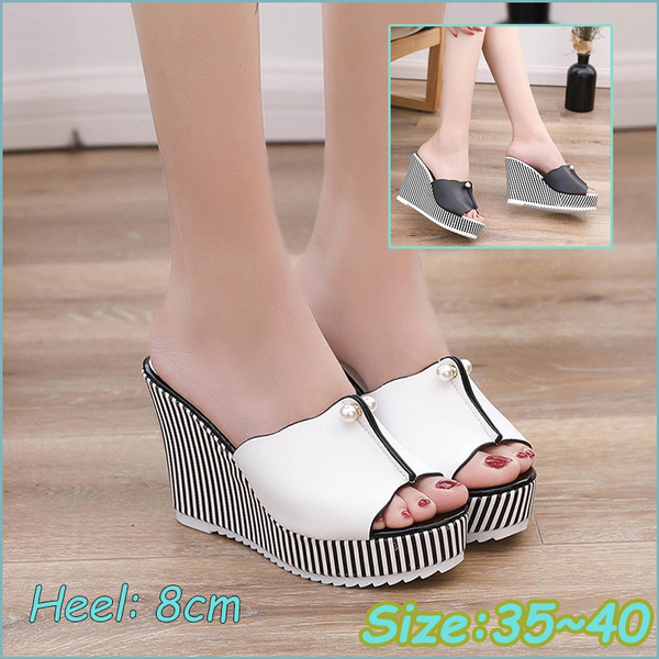 Summer Wedges Sandals High Heels Beach Slippers Platform Stripe Pearl  Sandals Flip Flops Women Shoes Sandalias Mujer Shoes | Wish