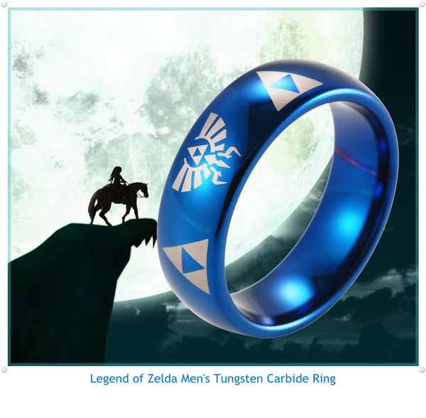 Men's Ring Zelda Triforce Skyward Sword 8mm Blue or Black