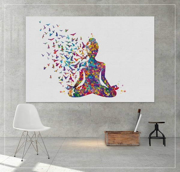 Awol Hand Painted Black And White Yoga Pose Art Print: Mindful Morning Tree  Yoga Illustration In Ink - ShopStyle Paintings