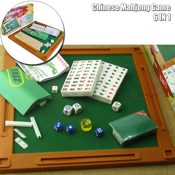  ZZJCY Small Portable Mah-Jong, 6IN1 Chinese Mahjong